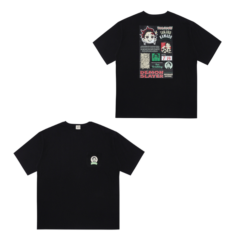 『鬼滅の刃』ポケット付きビッグシルエットTシャツ “HEROES” 竈門炭治郎 BD3