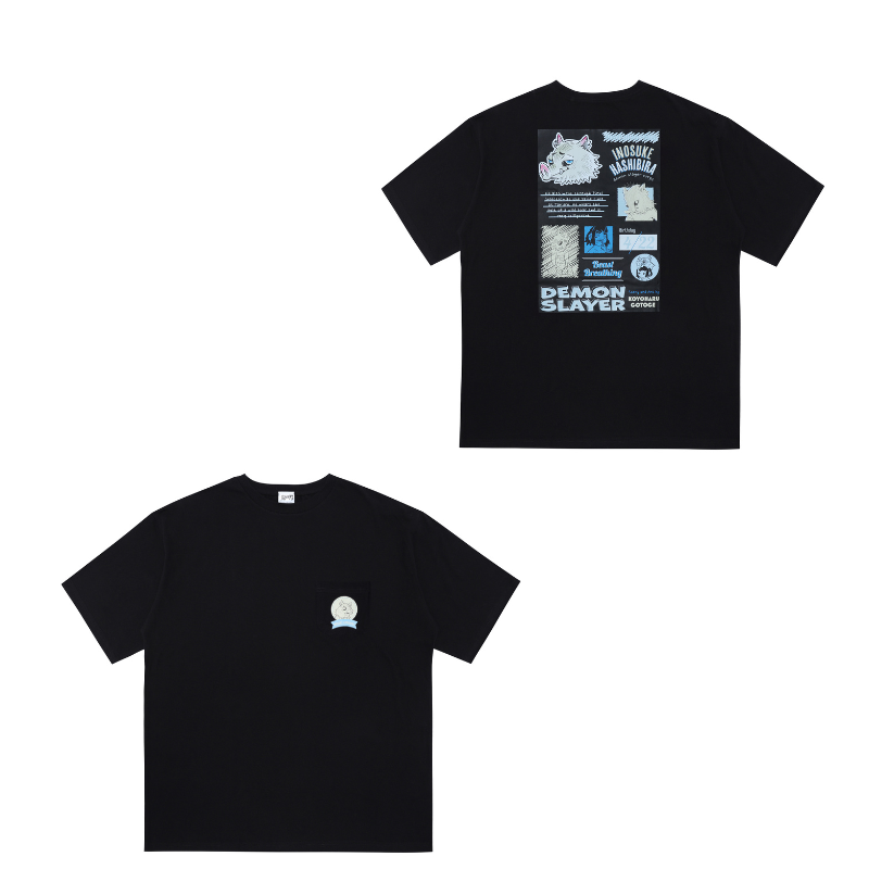 『鬼滅の刃』ポケット付きビッグシルエットTシャツ “HEROES” 嘴平伊之助 BE2