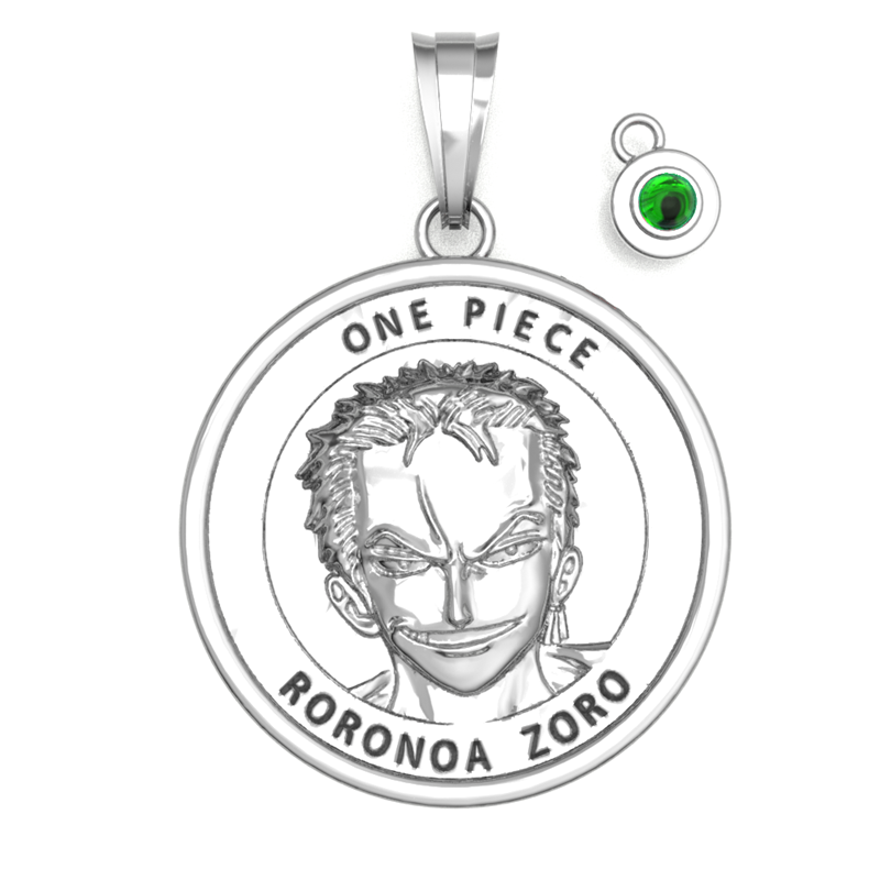 JCS限定受注生産 『ONE PIECE』コインネックレス“ZORO”(天然石チャーム付き) プラチナコーティング BE3