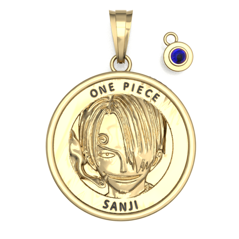 JCS限定受注生産 『ONE PIECE』コインネックレス“SANJI”(天然石チャーム付き) ゴールドコーティング BE3