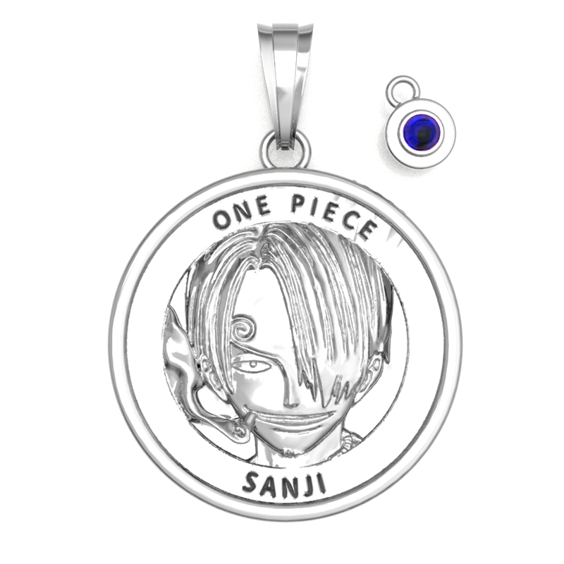 JCS限定受注生産 『ONE PIECE』コインネックレス“SANJI”(天然石チャーム付き) プラチナコーティング BE3