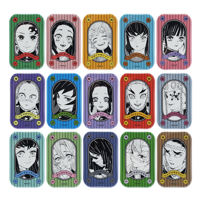 JCS限定 『鬼滅の刃』スクエア缶バッジコレクション(スタンド付き) 第1弾 全種セット (全15種入り) BE3