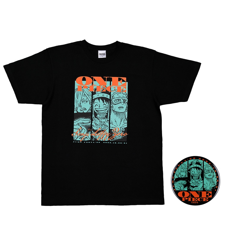 ＪＦ限定　『ＯＮＥ　ＰＩＥＣＥ』缶バッジ付きＴシャツ　フリーサイズ　ＢＥ４−ＪＦ